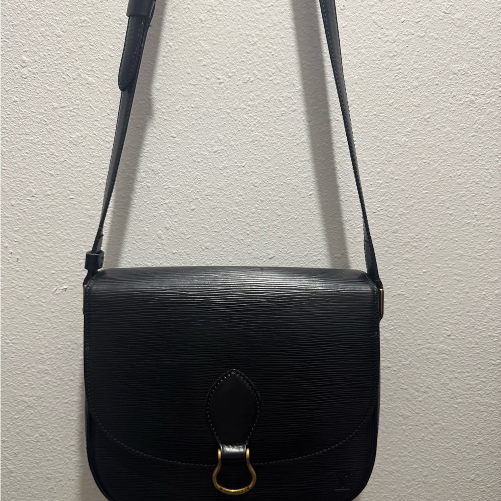 Louis Vuitton Black Crossbody Bag with Gold Accent